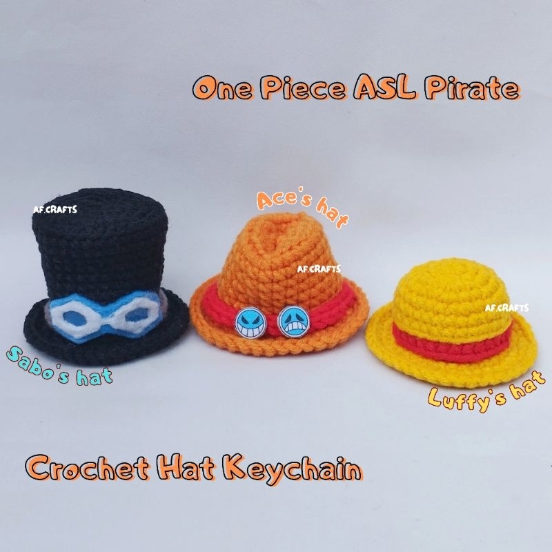 Jual AF.CRAFTS] Crochet One Piece ASL Pirate Hat Keychain// Gantungan ...