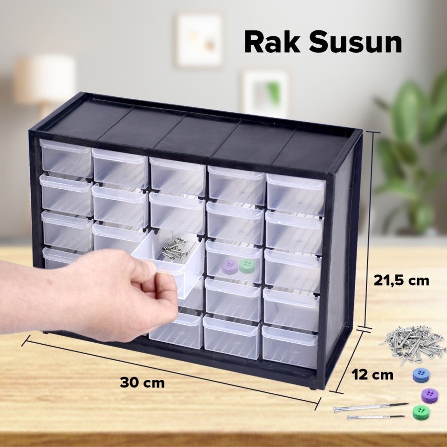 Jual RB1 Kenmaster Rak Susun Mini 25 Slot - Rak Drawer Rak Komponen 15 ...