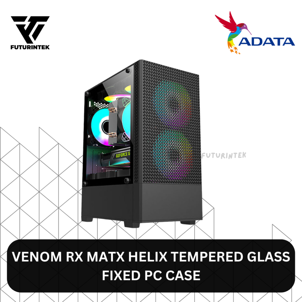 Jual VENOMRX MATX Case Helix Tempered Glass Side 2X12CM Fixed RGB Fan ...