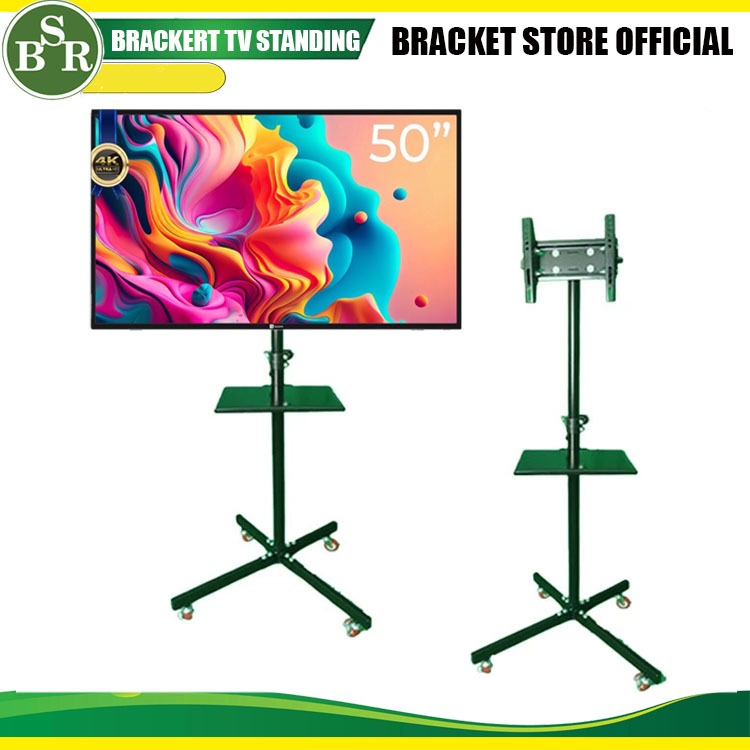 Jual brecket tv standing/breket standing tv roda dorong bisa VERTICAL ...