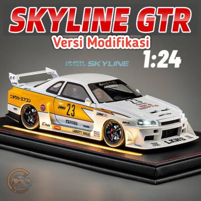 Jual Diecast Mobil Mainan Skala 1:24 Nissan Skyline LB-R34 Super ...