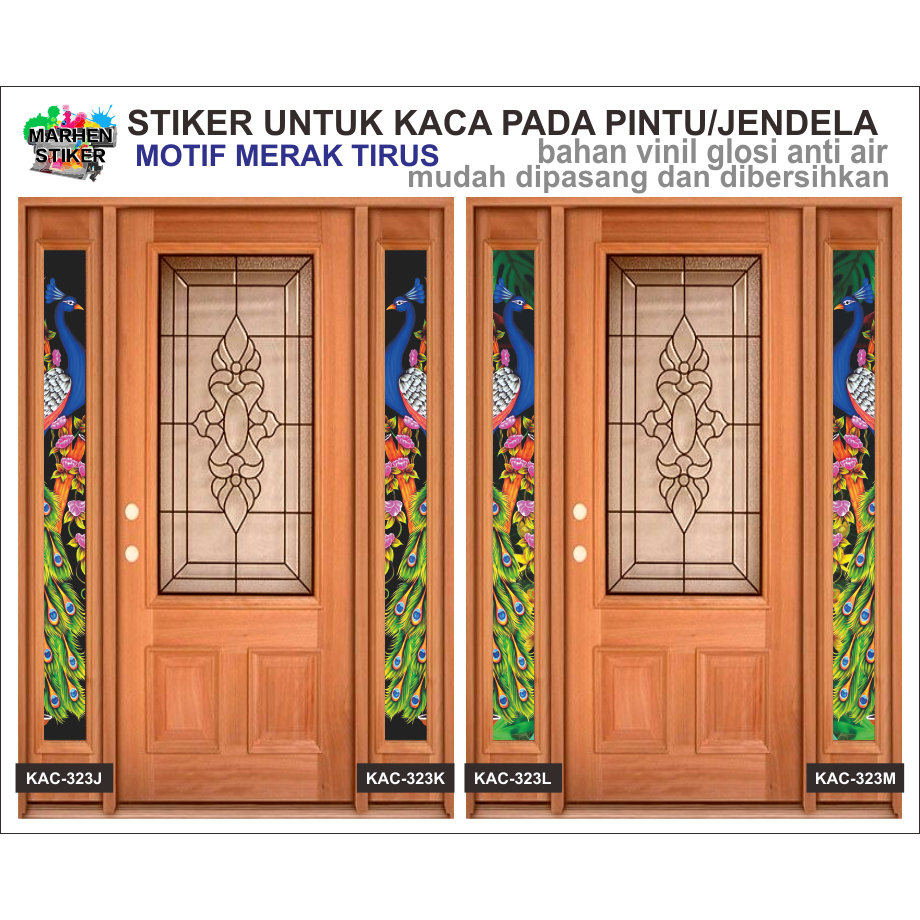 Jual Stiker Kaca Jendela/Pintu/Lemari Motif MERAK Bhn Vinil Anti Air ...