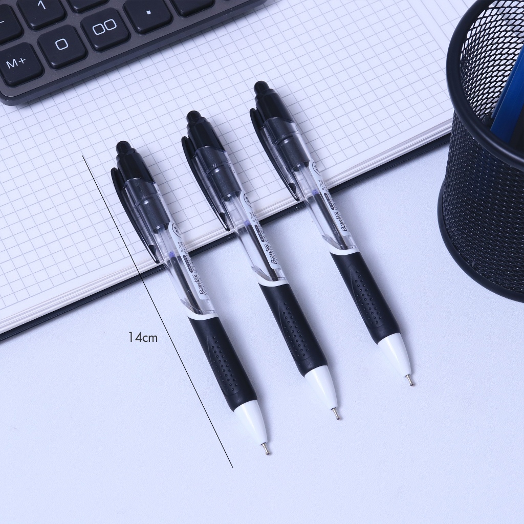 Bantex Ballpoint / Pulpen Pena 0.7 mm Tinta Black Viskositas Rendah Soft Rubber Grip BG6102 (2)
