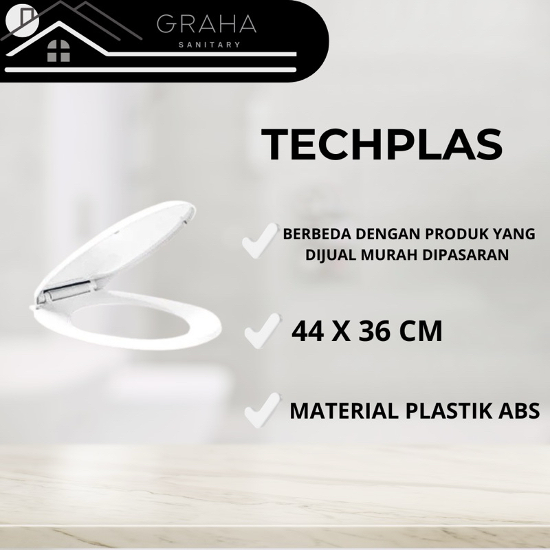 Jual Tutup Kloset Duduk Universal Techplas White PVC / Toilet Cover ...