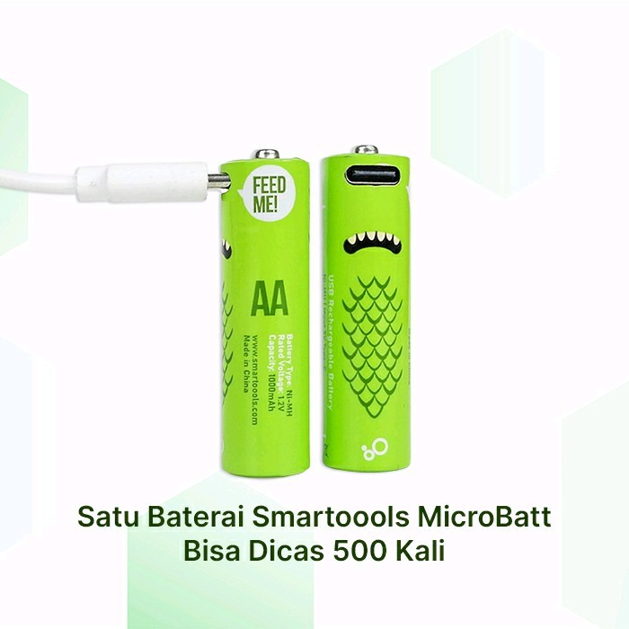 Jual Baterai charger 2pcs Baterai cas Smartoools MicroBatt AA 1.2V ...