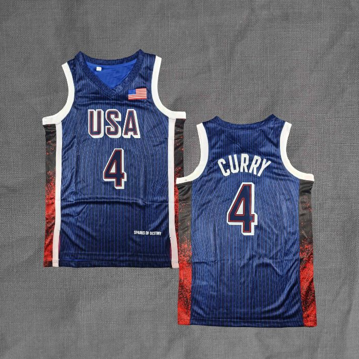 Jual Baju Jersey Basket Steph Curry USA 2024 Basketball Team Heatpress