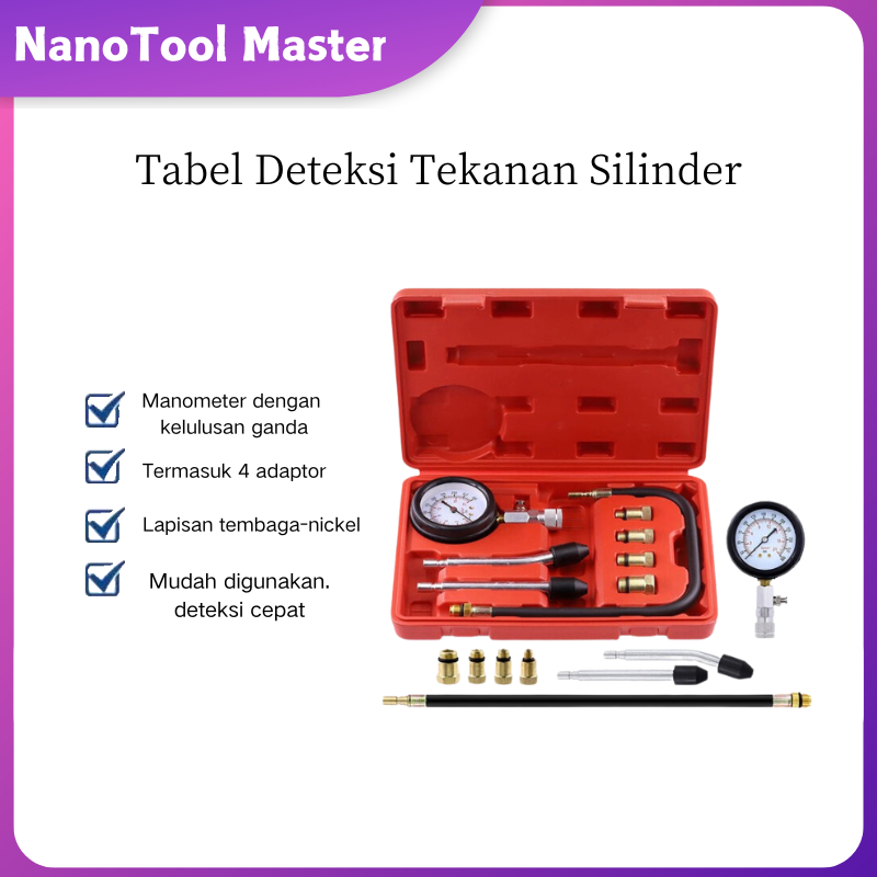 Jual 8Pcs / Set Tester Kompresi Silinder Mesin Mobil Alat Pengukur ...
