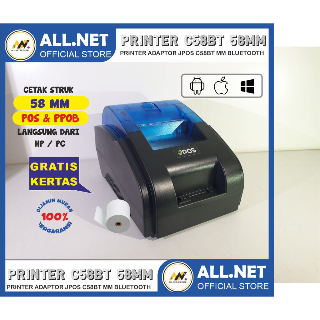 Jual Printer Thermal JPOS 58mm Bluetooth dan USB Cetak Struk dan NOTA ...