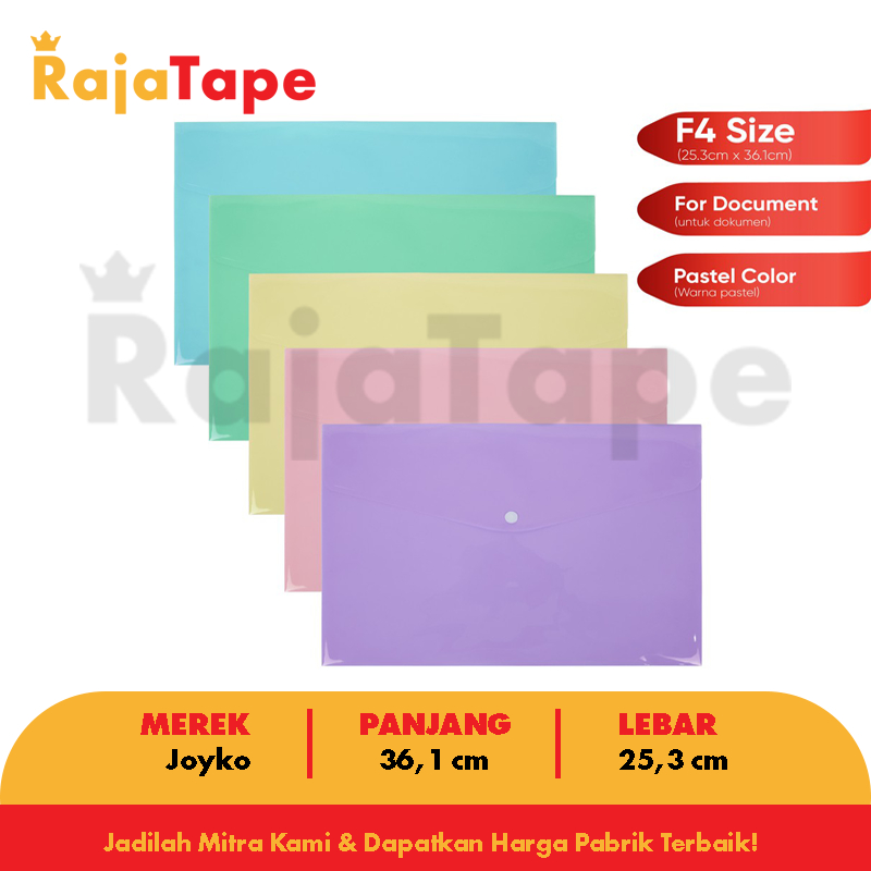 Jual Folder Dokumen / Map / Data bag F4 Joyko Pastel Color (RAJA TAPE ...