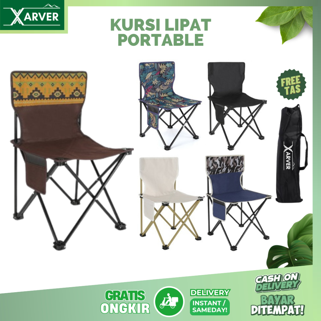 Kursi Lipat Outdoor Premium Kursi Camping Gunung Kemah Santai Portable Folding Chair Serbaguna