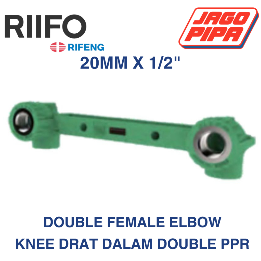 Jual RIIFO PPR Double Elbow Drat Dalam 20 x 1/2 Inch 150 mm Double ...