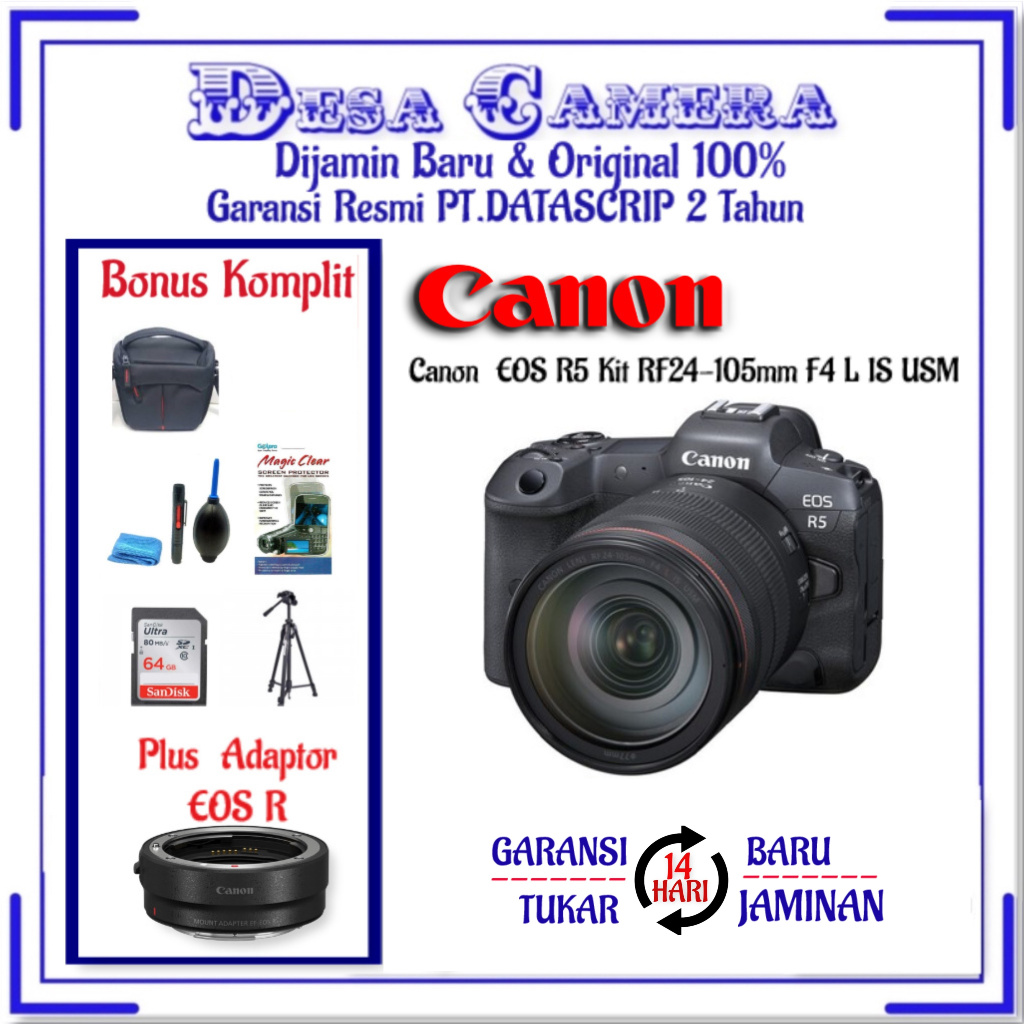 Canon EOS R5 Kit RF24-105mm F4 L IS USM Canon Eos R5 Lens Rf 24-105mm F4  L Is Usm
