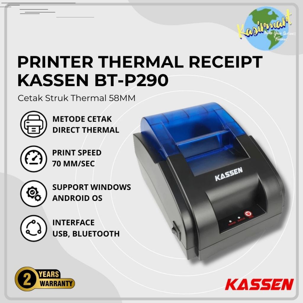 Jual Kassen BTP290 Mini Printer Thermal Bluetooth 58mm RPP02N BT-P290 ...