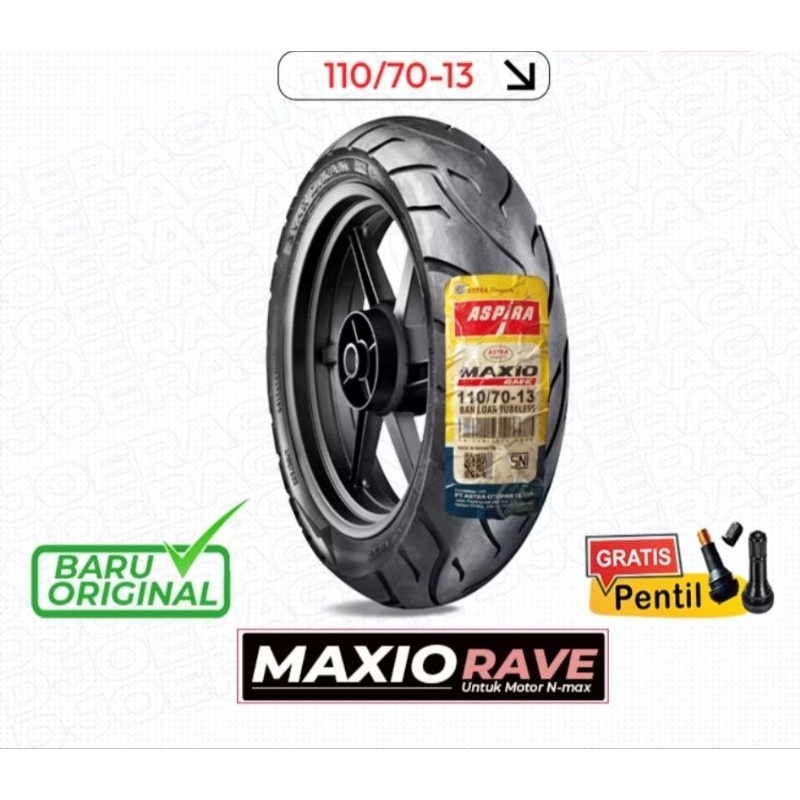 Jual Ban Tubeless Aspira 110/70-13 MAXIO RAVE Ban Depan NMAX, NMAX All ...
