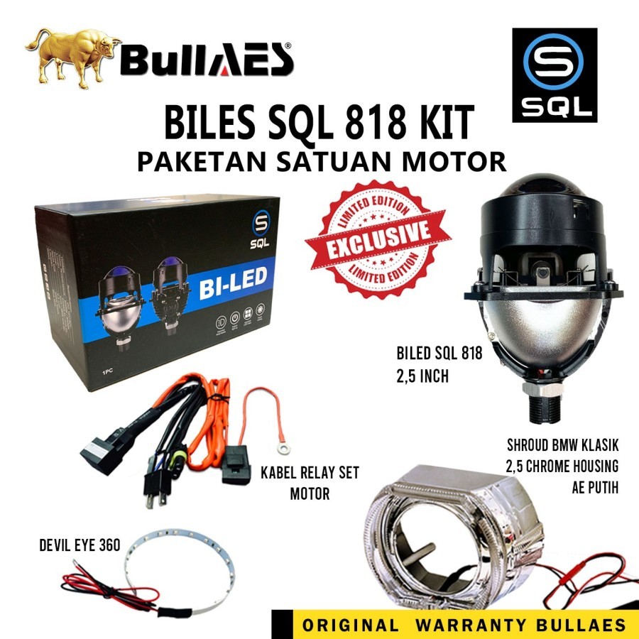 Jual Paket Satuan Biled SQL 2.5 inch Bluelens Devil Eye 12 Volt 58 Watt ...