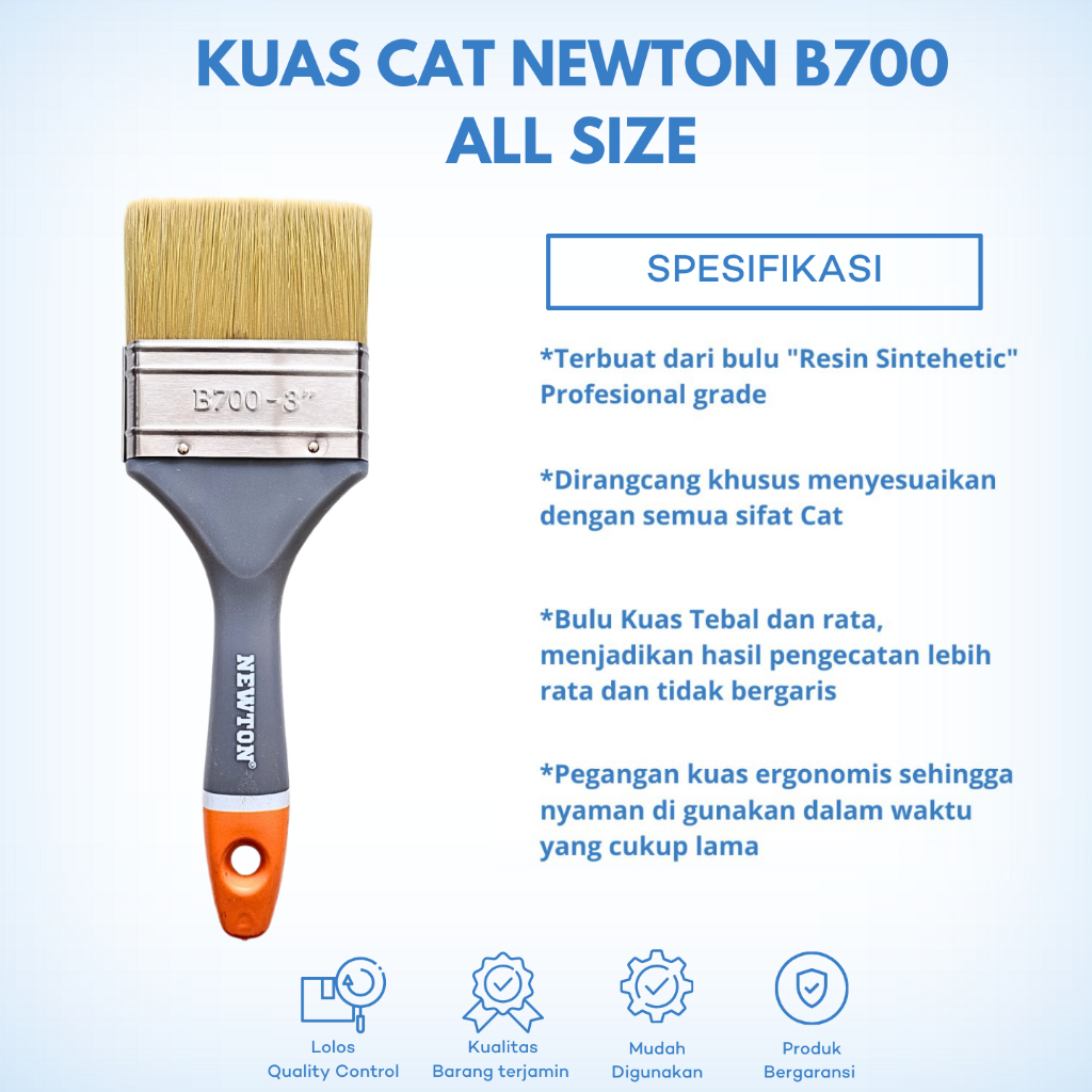 Jual Kuas Cat Tembok Newton B700 Anti Rontok & Halus Semua Ukuran 1