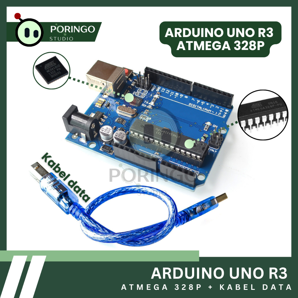 Jual ARDUINO UNO R3 ATMEGA328P DIP ATMEGA 16U2 + KABEL DATA | Shopee ...