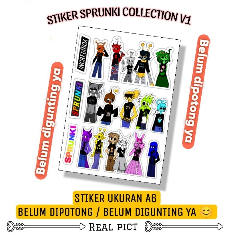 Jual STIKER SPRUNKI COLLECTION V1 / STIKER BELUM DIPOTONG BAHAN VINYL ...