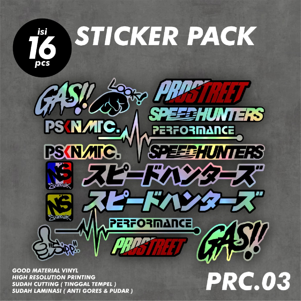 Jual Isi 16 Lembar Sticker Racing Hologram Sticker Pack Sticker Sponsor ...