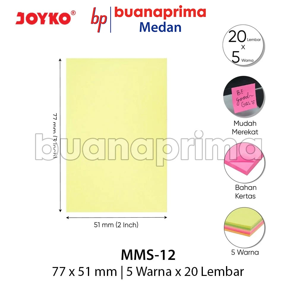 Jual Sticky Notes JOYKO MMS-12 3x2 inch Stick Note Kertas Memo Tempel ...