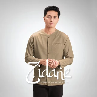 CUTOFF Zidane Rami Collarless Shirt Kemeja Koko Kasual Basic Polos Pria Lengan Panjang