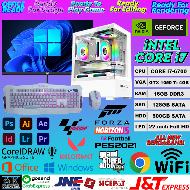 Jual PC GAMING FULLSET iNTEL CORE i7 6700 Gen 6Th Feat GTX 1050 Ti 4GB ...