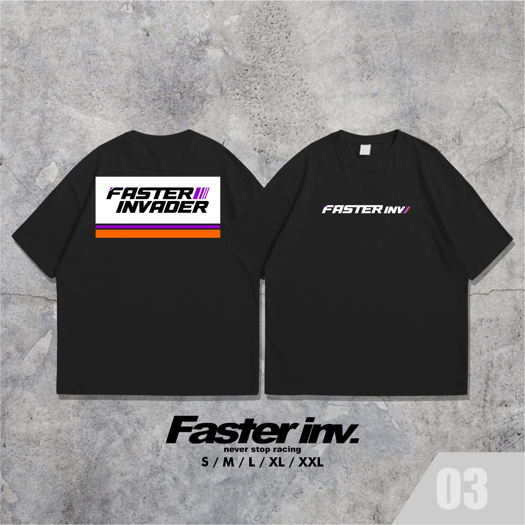 Jual Kaos Faster Invader Hitam FSTR 388 Kaos Racing Atasan Pria Wanita ...