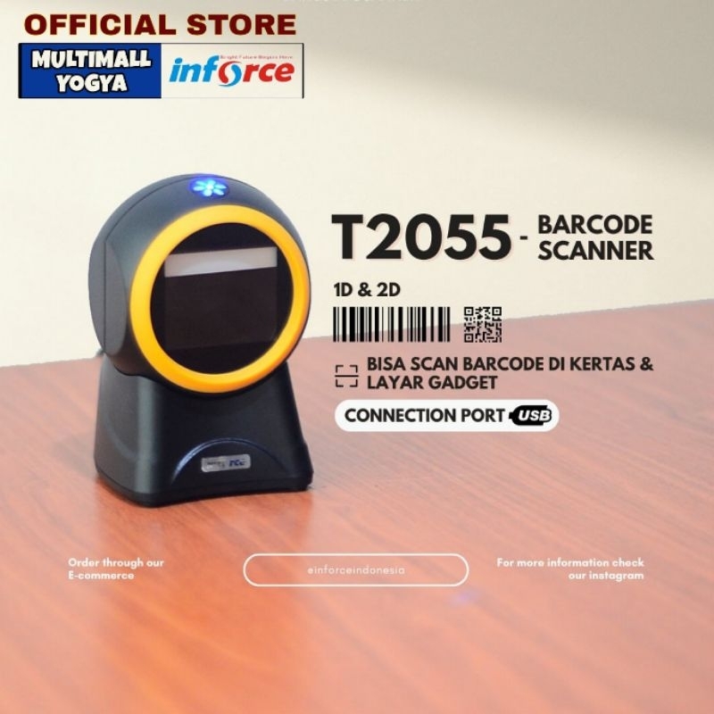 Jual Inforce Barcode Scanner T2055 USB 2D & 1D Auto Scan Kertas & Layar ...