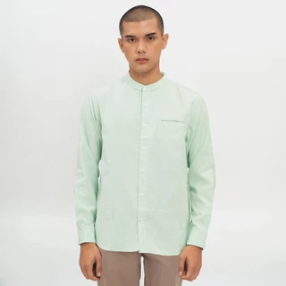 M231 Kemeja Pria Koko Shanghai Polos Oxford Panjang Mint 1552C