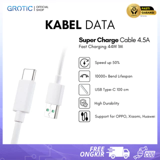 GROTIC Kabel Data USB Type-C Super Fast Charging 4.5A 44W Panjang 1M untuk OPPO Xiaomi Huawei Phone
