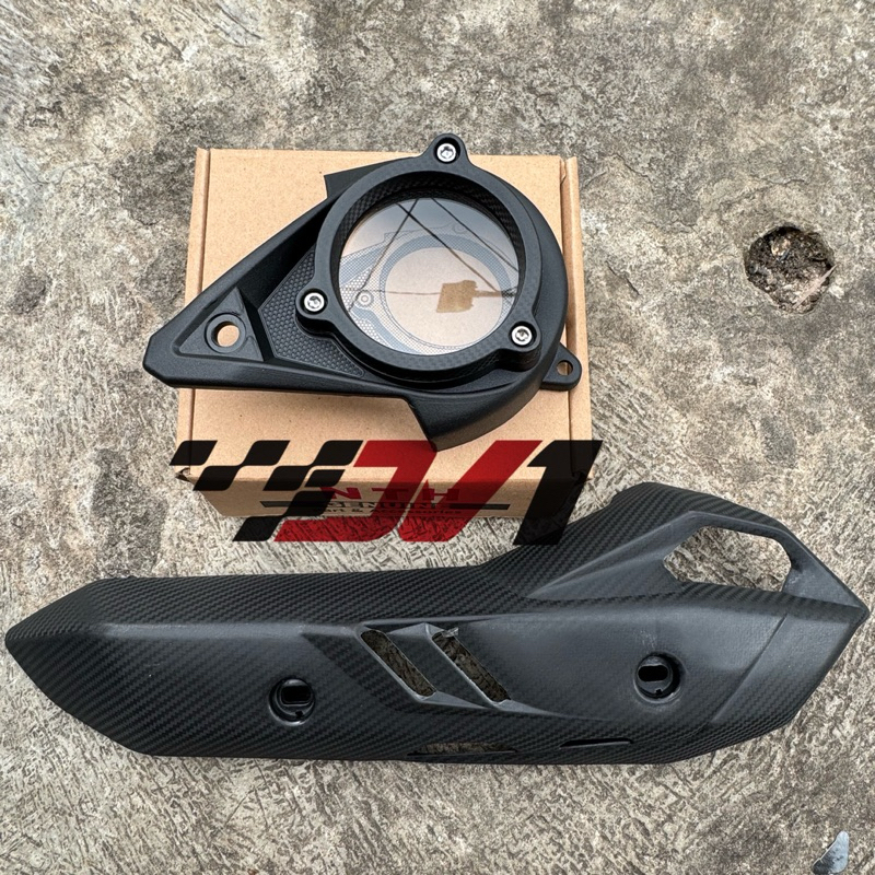 PAKET HEMAT COVER KNALPOT VARIO 125/150 NEW AIRBLDE MOTIF KARBON + COVER CVT NTH TRANSPARAN HONDA VARIO 125/150 NEW