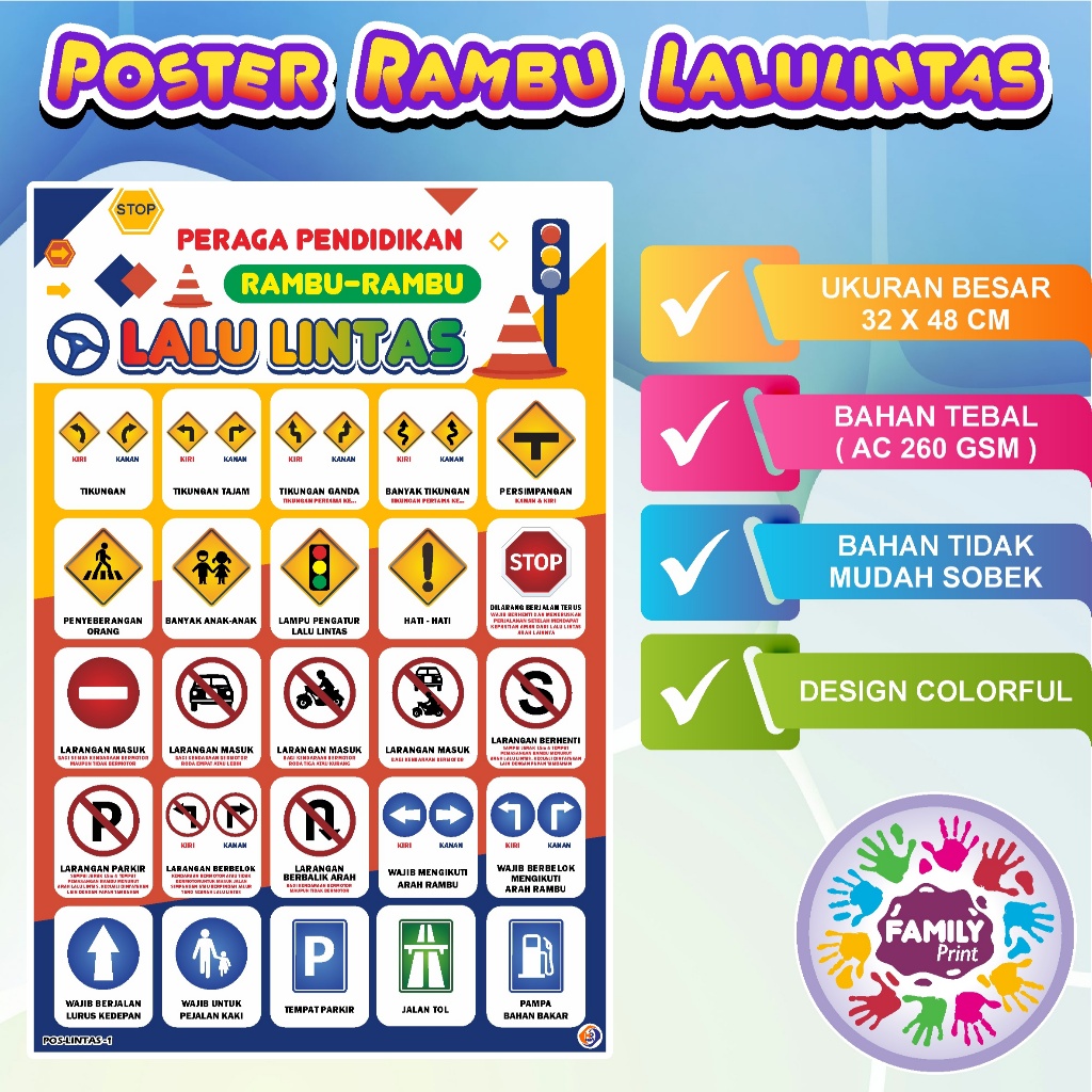 Jual POSTER RAMBU-RAMBU LALU LINTAS - POSTER EDUKASI ANAK - POSTER ...