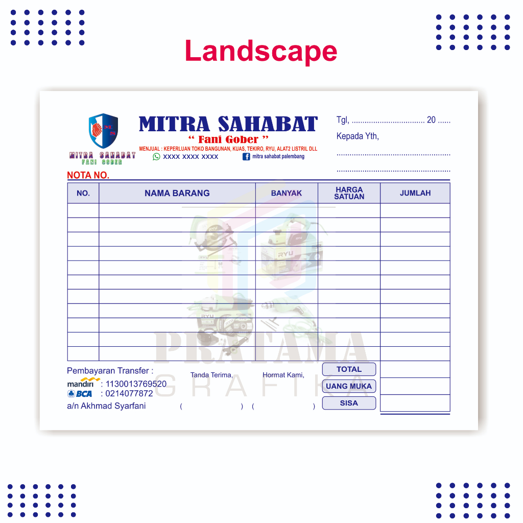 Jual Cetak nota 1/2 folio bon faktur surat jalan surat pesanan obat ...