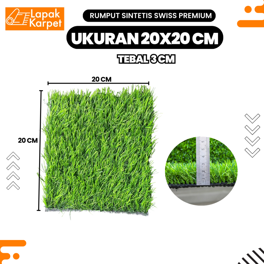 Jual Rumput Sintetis Tipe Swiss Premium 3 cm Ukuran 20x20 cm | Shopee ...