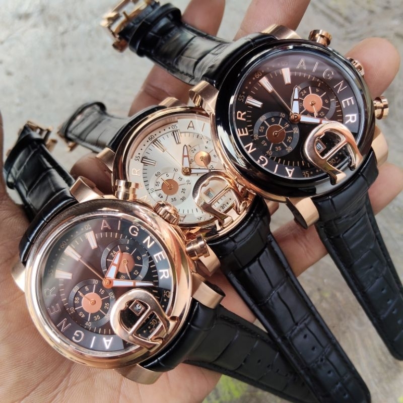 Jam Tangan Pria Aigner Bari A37500 Original Chronograph Aktif