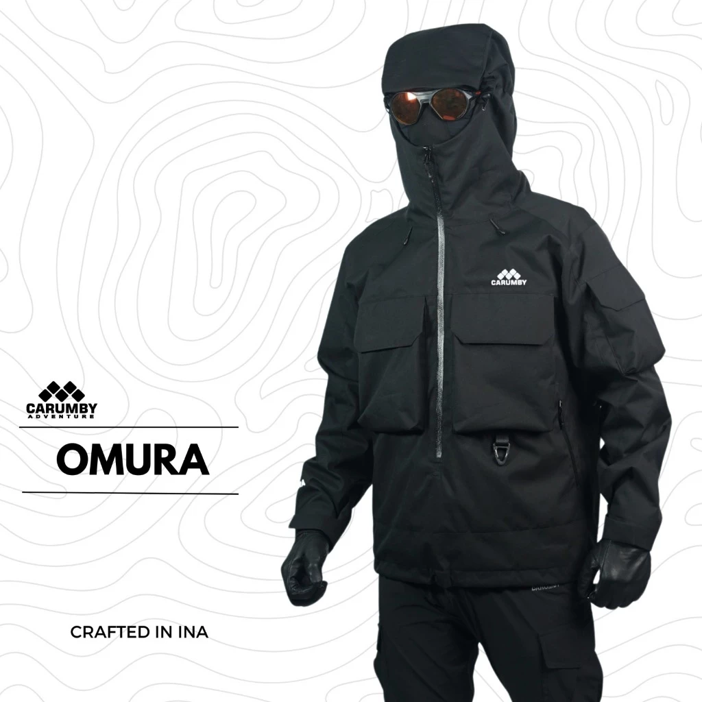 Jaket Gunung Carumby Omura Polos Hitam Pria Wanita