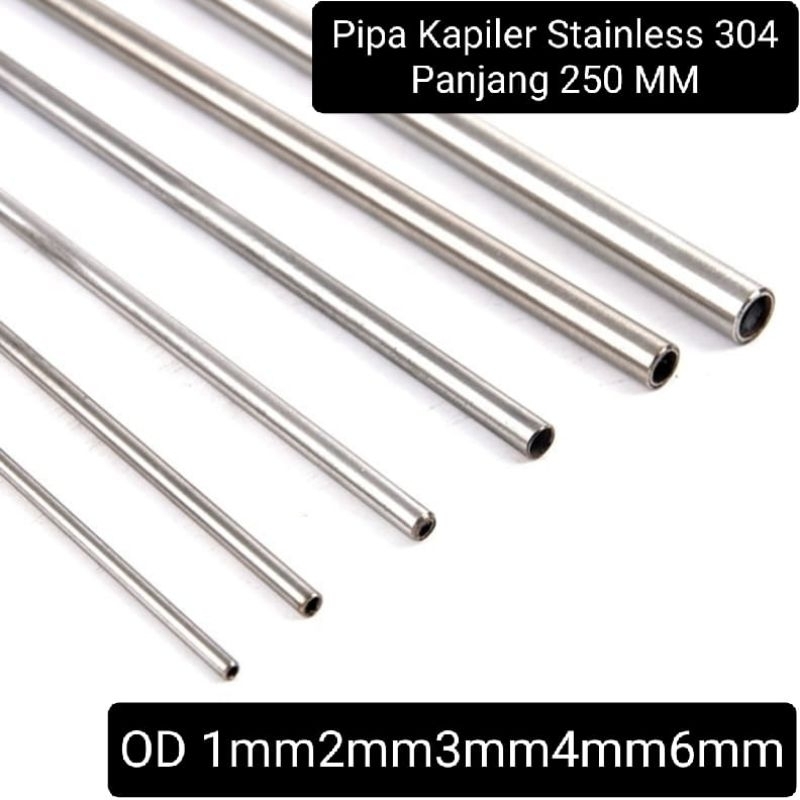 Jual Pipa Kapiler Stainless / Pipa Tubing OD 1mm 2mm 4mm 5mm 6mm L 250 ...