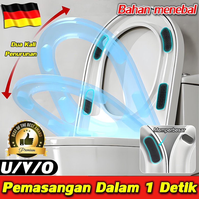 ToiletTebalPlus CHENGJIA Tutup closet Toilet Cover 100% universal Penebalan 3 lapis pemasangan peralatan gratis bisa dipasang atas bawah mudah dipasang untuk wanita U V O Tidak akan menjadi kuning tutup kloset kloset duduk closet duduk toto toilet duduk