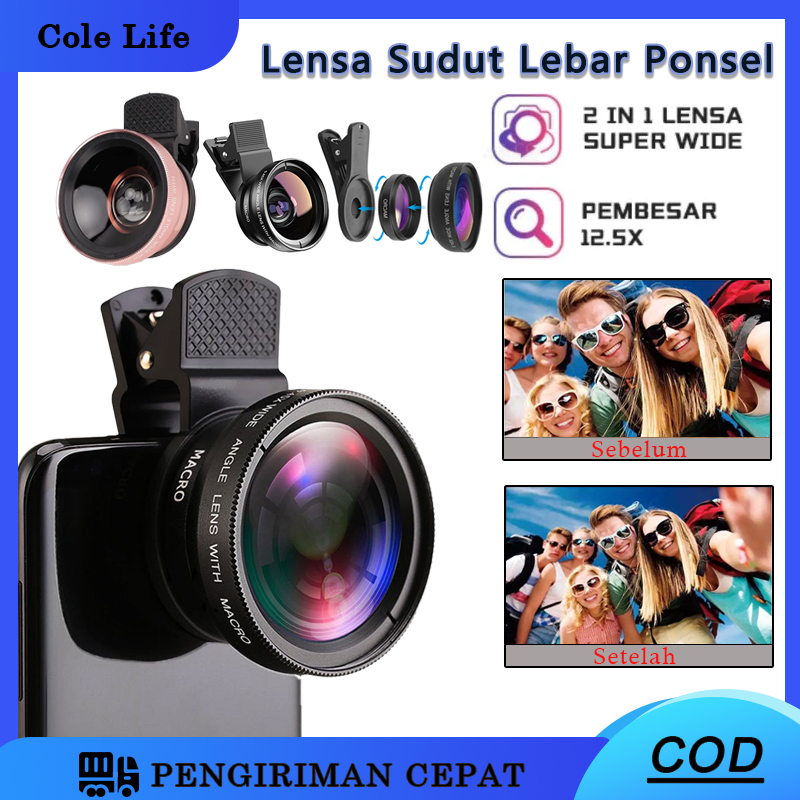 Jual Lensa Kamera Eksternal 2In1 Lensa Super Wide Angle Lens+Macro ...