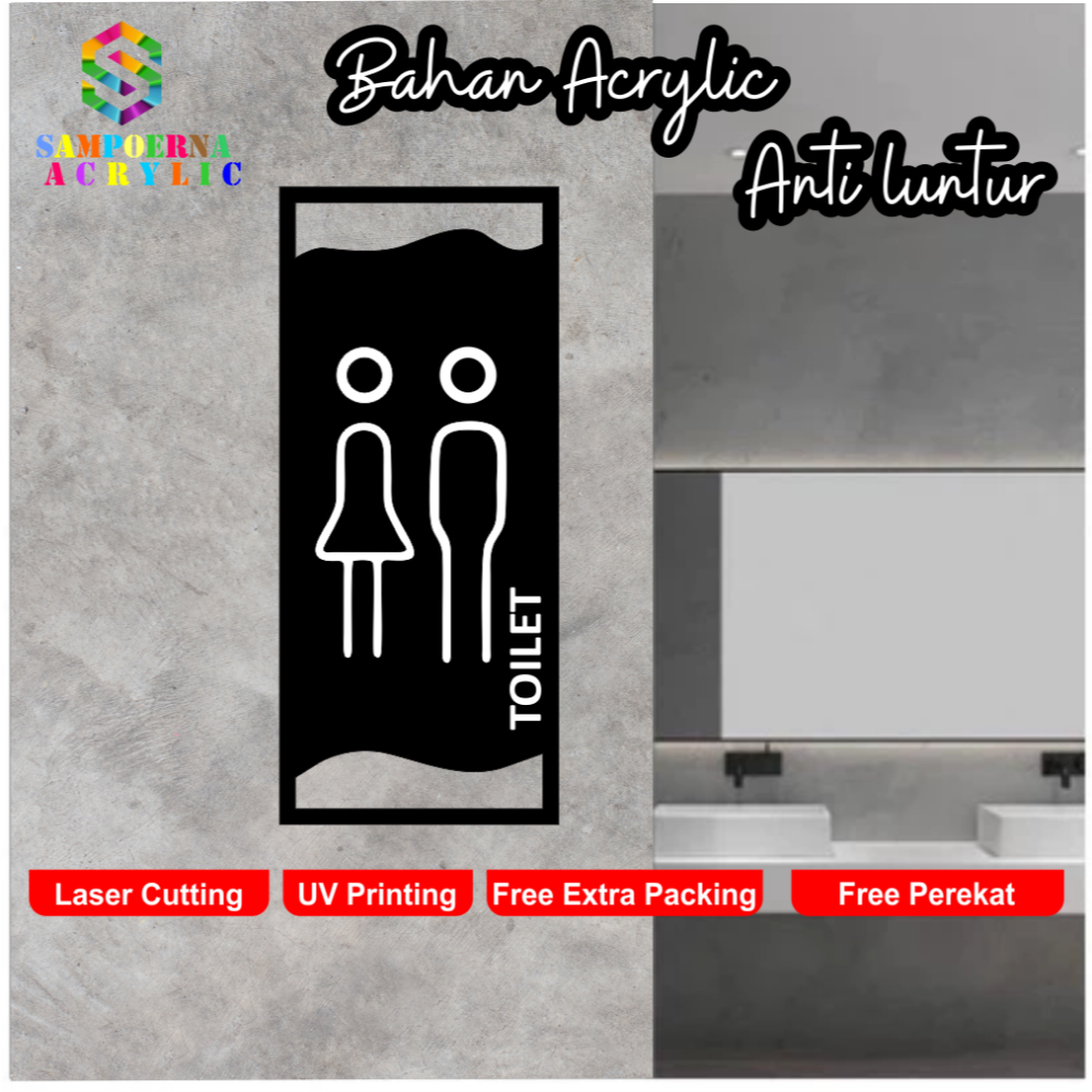 Jual Sign Toilet Akrilik Modern | Label Sign Acrylic Toilet | Restroom ...