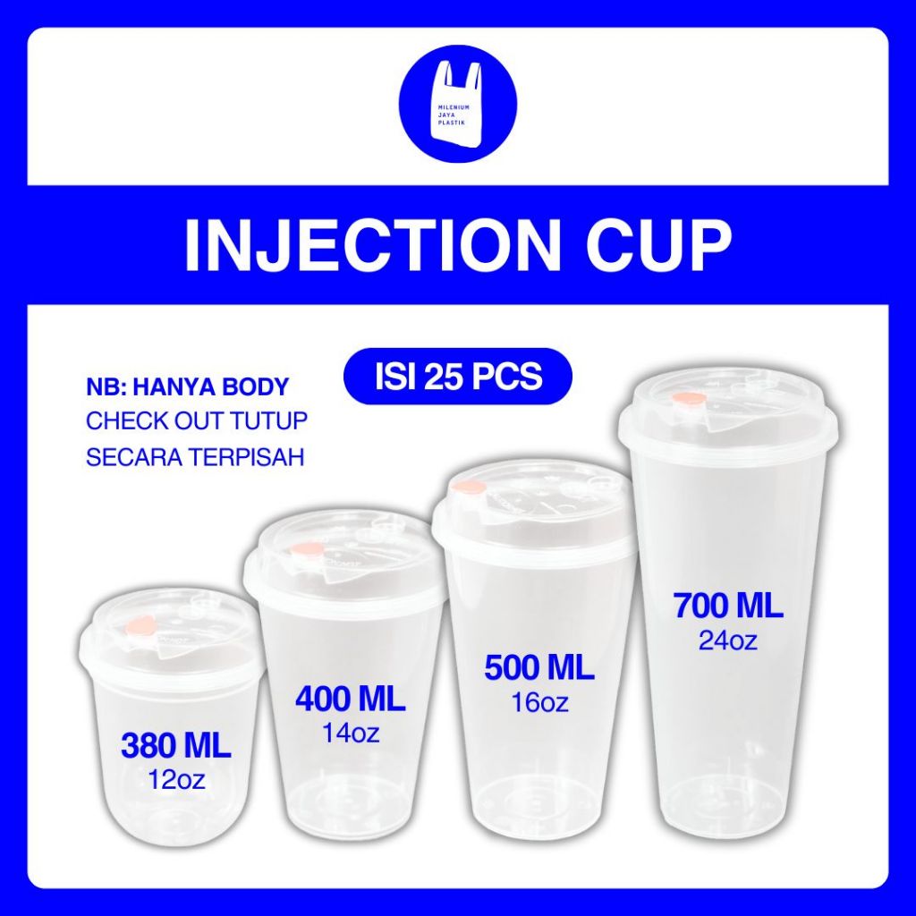 Jual [25 PCS] Gelas Minuman Injection Cup PP Gelas Plastik Ukuran 380ml ...