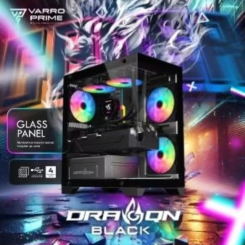 Jual Casing PC Komputer Gaming Varro Prime Dragon Free 3 Fan Hitam dan ...