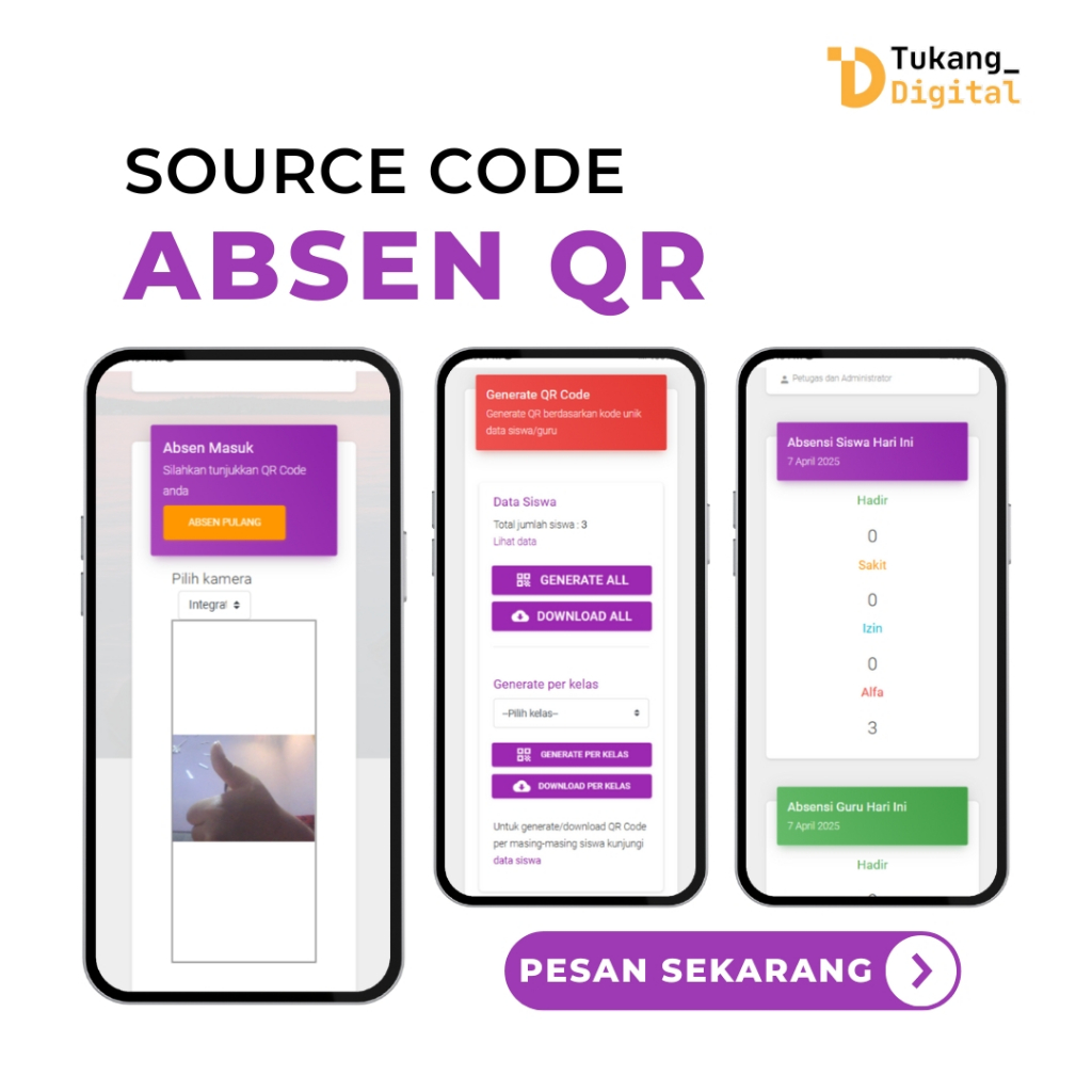 Jual Aplikasi Absen QR Code Kehadiran Siswa dan Guru Presensi Digital ...