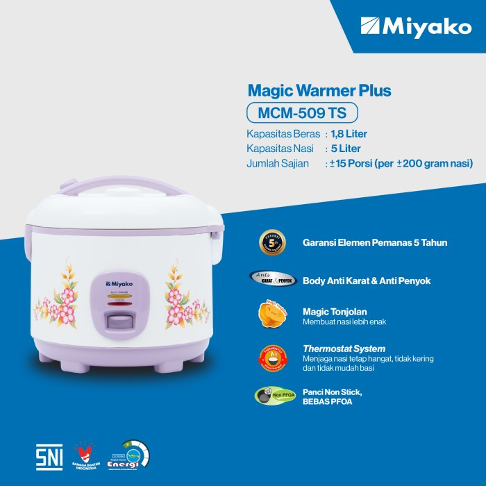 Jual Miyako MCM 509 TS Magic Warmer Plus / Magicom 1.8 Liter | Shopee ...