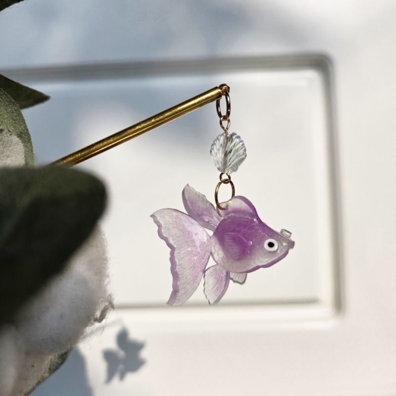 Jual Hair pin handmade ikan ungu purple fish tusuk rambut plastik ...