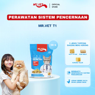 Mr.Vet - Makanan Kucing Kering Mr.Vet T1 50g untuk Menjaga dan Merawat Sistem PencernaanγGMγ