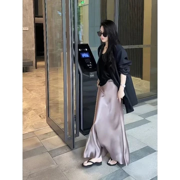 Rok Satin Silk Premium Satin Silk Skirt Rok Wanita Korean Skirt