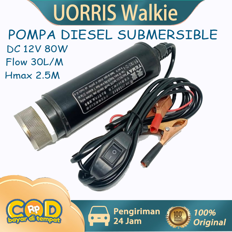 12V Pompa Air Celup 51mm 80W Black Dengan Filter DC 12V Irigasi Draine Pump