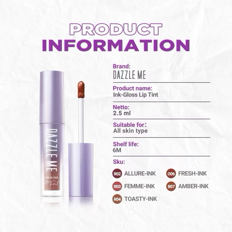 Jual Dazzle Me Ink Gloss Lip Tint Watery Ink gel Lip tint Long Lasting ...