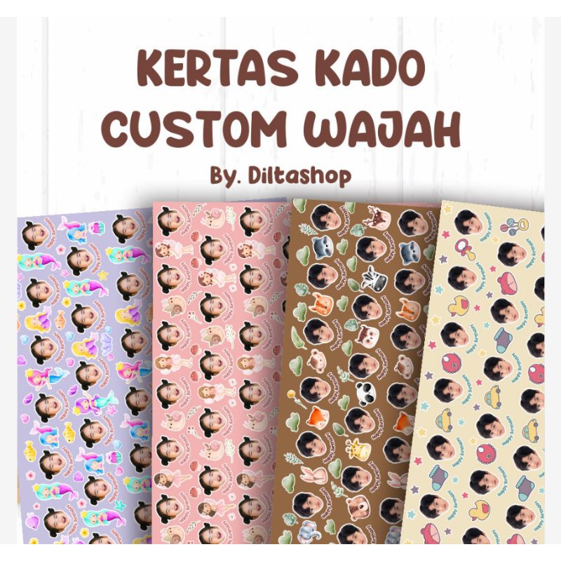 Jual (Minimal Order 3 Lembar) Kertas Kado Custom Wajah / Kertas Kado ...